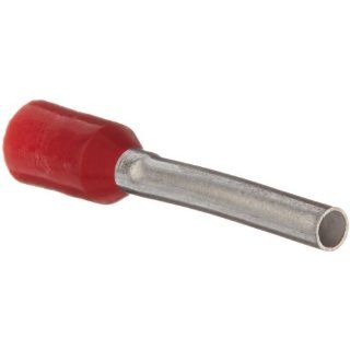 Panduit FSD77 12 D Insulated Ferrule, Single Wire DIN End Sleeve, 18 AWG Wire Size, Red, 0.12" Max Insulation, 5/8" Wire Strip Length, 0.06" Pin ID, 0.47" Pin Length, 0.73" Overall Length (Pack of 500): Terminals: Industrial & 
