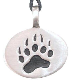 Bear Claw Paw Print Pewter Pendant Necklace: Jewelry