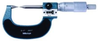 Mitutoyo 142 177 Point Micrometer, Mechanical Counter Model, Ratchet Stop, 0 1" Range, 0.001" Graduation, +/ 0.00015" Accuracy, Not Carbide Tipped: Outside Micrometers: Industrial & Scientific