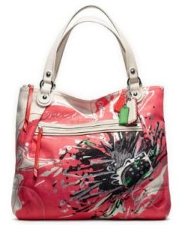 Coach Poppy Placed Flower Glam Tote Bag Purse 19029 Light Khaki Coral: Shoulder Handbags: Shoes