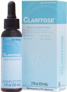 Claritose Allergy Relief Medicine. All Natural Homeopathic Medicine Quickly Relieves Allergy and Hay Fever Symptoms Including Congestion, Cough and Itch. Supports Increased Energy, Vitality and Overall Health. 1 Bottle   Direct from Manufacturer. Health &
