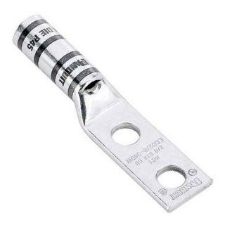 Panduit LCC1 56CW E Code Conductor Lug, Two Hole, Long Barrel With Window, #1 AWG Copper Conductor Size, 5/16" Stud Size, Green Color Code, 0.88" Stud Hole Spacing, 1 7/16" Wire Strip Length, 0.11" Tongue Thickness, 0.70" Tongue Wi