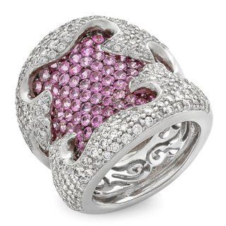 18k White Gold Pink Sapphire and Diamond Ring, Size 7 (2.21 cttw): Jewelry