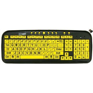 EZSee by DC   Wireless Large Print Computer Keyboard by DataCal   Yellow Keys with Black Jumbo Oversized Print Letters for Low Vision, or Low Light also for Seniors and People with Bad Vision or Visually Impaired Individuals! Vivid Black Over sized Letters