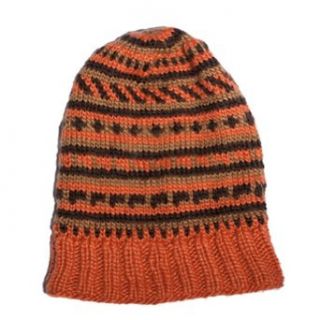 Silly yogi unisex hand knit woolen slouchy winter hat Orange One Size: Clothing