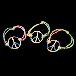 Rainbow Peace Sign Bracelet   12 per pack: Toys & Games