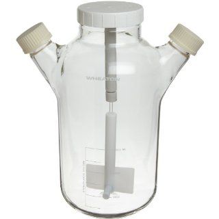 Wheaton Glass Celstir Spinner Double Sidearm Flask, with Screw Caps: Science Lab Flasks: Industrial & Scientific