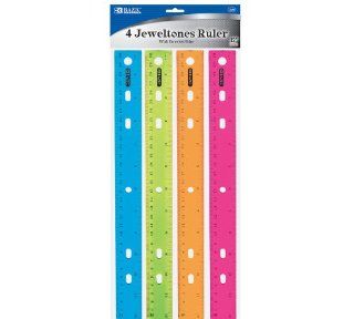 Bazic Plastic Ruler, 12 Inches (30 cm), Jewel Tones Color, 4 per Pack (Case of 24) : Office And School Rulers : Office Products