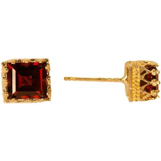 10k Yellow Gold Crown set Garnet Earrings Gemstone Earrings