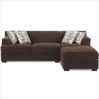 Poundex Benford Velvet Fabric 2PC Chaise Love Sectional in Chocolate   Y743637