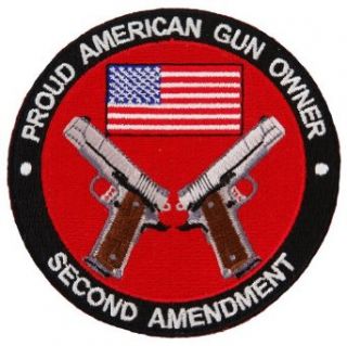 Proud American Gun Owner Second Amendment Embroidered Patch 1911 Pistol Version: Apparel Accessories: Clothing