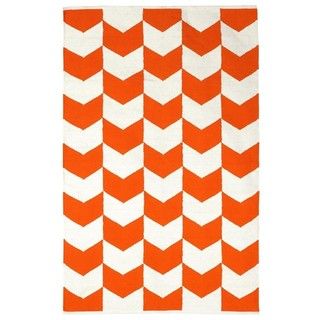 Indo Hand woven Metropolitan Orange/ White Contemporary Chevron Rug (4' x 6') 3x5   4x6 Rugs