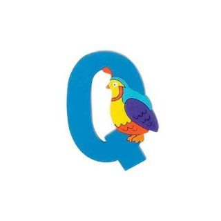 Wooden Blue Quail Letter Q Magnet by The Toy Workshop   Refrigerator Magnets