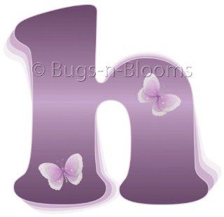 "h" Purple Butterfly Alphabet Letter Name Initial Wall Sticker   Decal Letters for Children's, Nursery & Baby's Room Decor, Baby Name Wall Letters, Girls Bedroom Wall Letter Decorations, Child's Names. Butterflies Mural Walls Deca