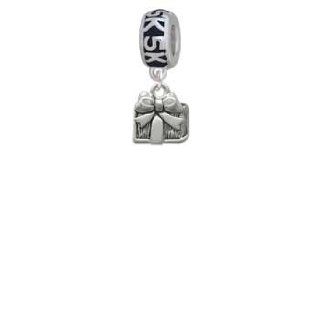 Small Antiqued Silver Present 5K Run Charm Dangle Bead: Delight Jewelry: Jewelry