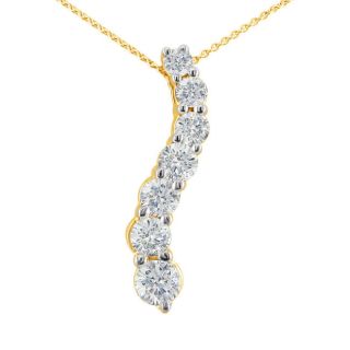 10k Yellow Gold 1/5ct TDW Diamond Journey Pendant (J K, I2 I3) Diamond Necklaces