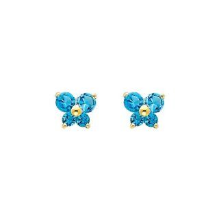 14K Yellow Gold December CZ Birthstone Butterfly Stud Earrings for Baby and Children (Deep Blue): The World Jewelry Center: Jewelry