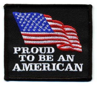Embroidered Iron On Patch   Proud to be an American with Flag 3.5" x 3" Patch: Health & Personal Care