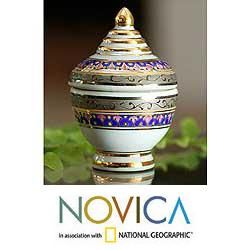 Benjarong Porcelain 'Classic Treasure' Jar (Thailand) Novica Accent Pieces