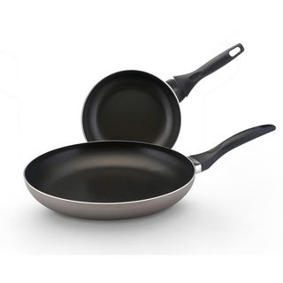 Farberware Dishwasher Safe Nonstick Twin Pack: 8 inch and 10 inch Open Shallow skillets, Champagne Farberware Pots/Pans