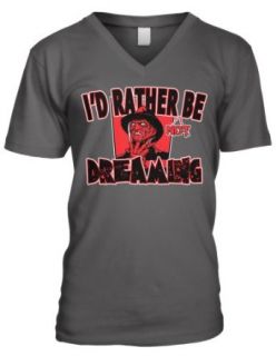 Id Rather Be Dreaming Freddy Krueger Halloween Scary Movie Mens V neck T shirt: Clothing