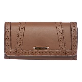 Burberry 'Brogue' Mid Camel Bridled Leather Continental Wallet Burberry Designer Wallets