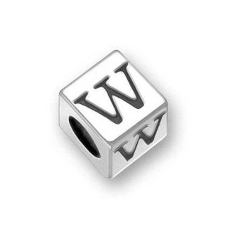 Bling Jewelry 925 Sterling Silver Block Letter W Pugster Pandora Compatible: Bead Charms: Jewelry