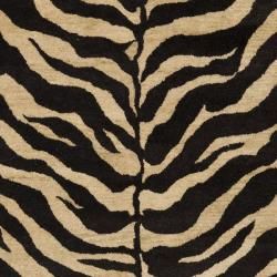 Handmade Zebra Beige Hand spun Wool Rug (9'6 x 13'6) Safavieh 7x9   10x14 Rugs