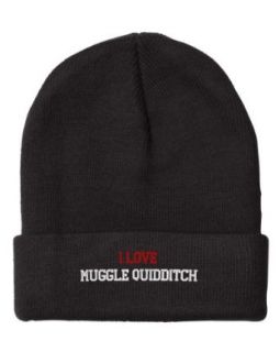 Fastasticdeal I Love Muggle Quidditch Embroidered Beanie Cap: Clothing