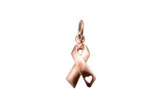 14k. Rose Gold Plated Sterling Silver Cancer Awareness Heart Ribbon Charm: Clasp Style Charms: Jewelry