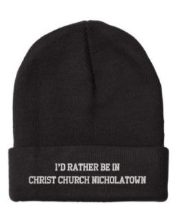 Fastasticdeal I'd Rather Be in Christ Church Nicholatown Saint Kitts And Nevis City Embroidered Beanie Cap: Clothing