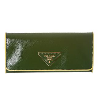 Prada 'Vernic' Green/ Yellow Saffiano Leather Continental Wallet Prada Designer Wallets
