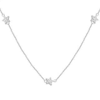 10k White Gold Diamond Station Necklace (1/10 cttw, I J Color, I3 Clarity), 36": Pendant Necklaces: Jewelry