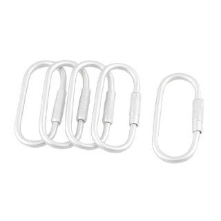 Aluminum Alloy Silver Tone Screw Nut Gate Lock Carabiner Hook 5 Pcs : Sports Related Key Chains : Sports & Outdoors