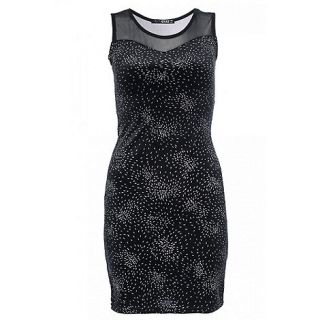Quiz Black And Silver Velvet Embellished Bodycon Dress