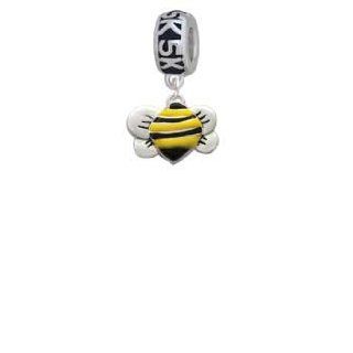 Large Enamel Bumble Bee 5K Run Charm Dangle Bead: Jewelry