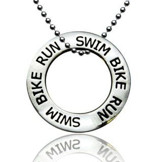 Triathlon Message Ring Pendant Necklace: Sports & Outdoors