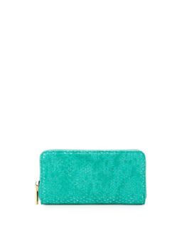 Textured Shimmer Zip Wallet, Turquoise   Deux Lux