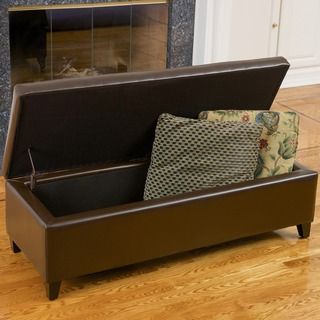 Christopher Knight Home York Bonded Leather Brown Storage Ottoman Bench