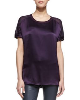 Womens Silk/Jersey Short Sleeve Tee   Vince   Grape (X SMALL)