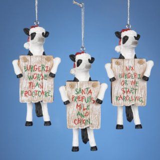 Club Pack of 12 "Chick Fil A" Cow Funny Saying Christmas Ornaments   Decorative Hanging Ornaments