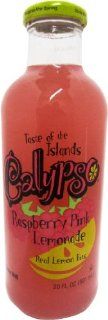 Calypso RASPBERRY PINK LEMONADE "Harry Belafonte says it's cool in pink", 20 Ounce Glass Bottle (Pack of 12) : Grocery & Gourmet Food
