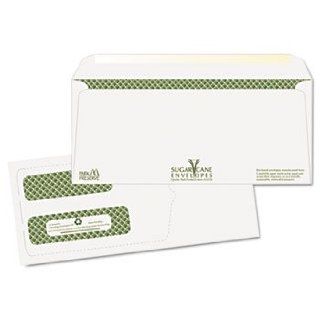 Envelopes made from sugarcane Bagasse paper.   QUALITY PARK PRODUCTS * Bagasse Sugarcane Envelope, Window, #10, White, Sec Tint, 1000/Carton : Large Format Envelopes : Office Products