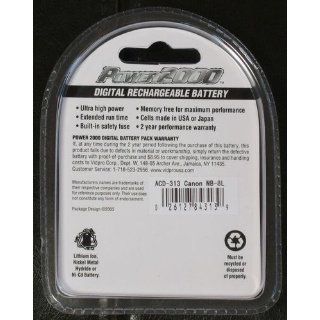 Power2000 NB 8L Replacement Lithium Ion Battery, 3.6 volt 1000mAh, for Canon Powershot A3000IS & A3100 IS Digital Cameras : Digital Camera Batteries : Camera & Photo