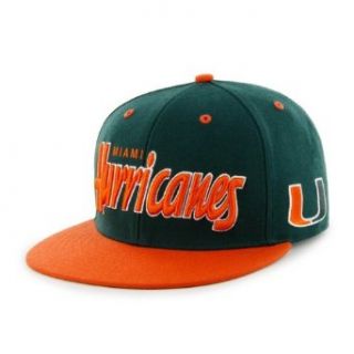 University of Miami Hurricanes Embroidered Flat Billed Snapback Cap by Forty Seven Brand: Clothing