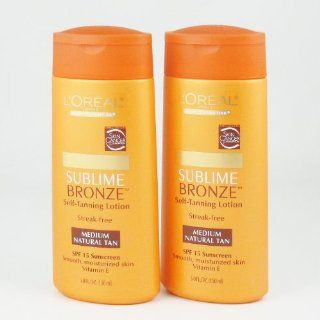 Loreal Paris Body Expertise Sublime Bronze Self Tanning Lotion   Medium Natural Tan (2 Pack) : Sunscreens And Tanning Products : Beauty