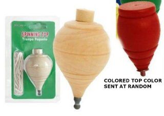 CLASSIC trompo SPINNING WOOD TOP BUNDLE (2 TOPS FOR ONE PRICE) YOU GET ONE WOOD AND ONE COLORED TOP   COLOR SENT AT RANDOM: Toys & Games