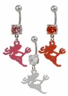 316L Surgical Steel Orange Bad Girl She Devil Mudflap Solitaire Belly Button Ring   Sold Individually: Jewelry