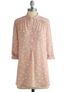 Hosting for the Weekend Tunic in Blush  Mod Retro Vintage Short Sleeve Shirts
