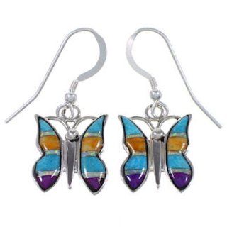 Sterling Silver Multicolor Jewelry Butterfly Hook Earrings RS32600: SilverTribe: Jewelry